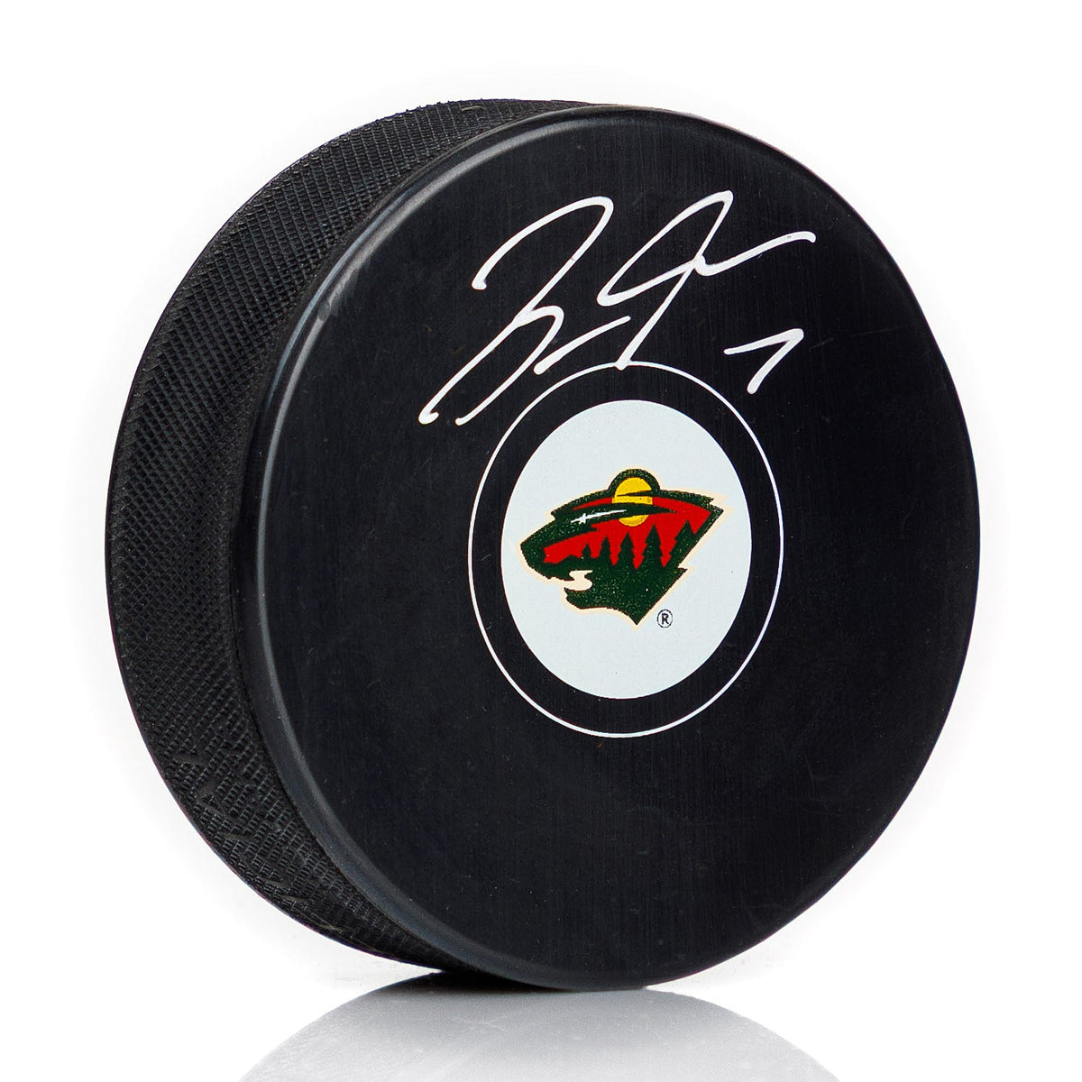 Brock Faber Autographed Minnesota Wild Hockey Puck product image 1, provided for visual reference and product detail review