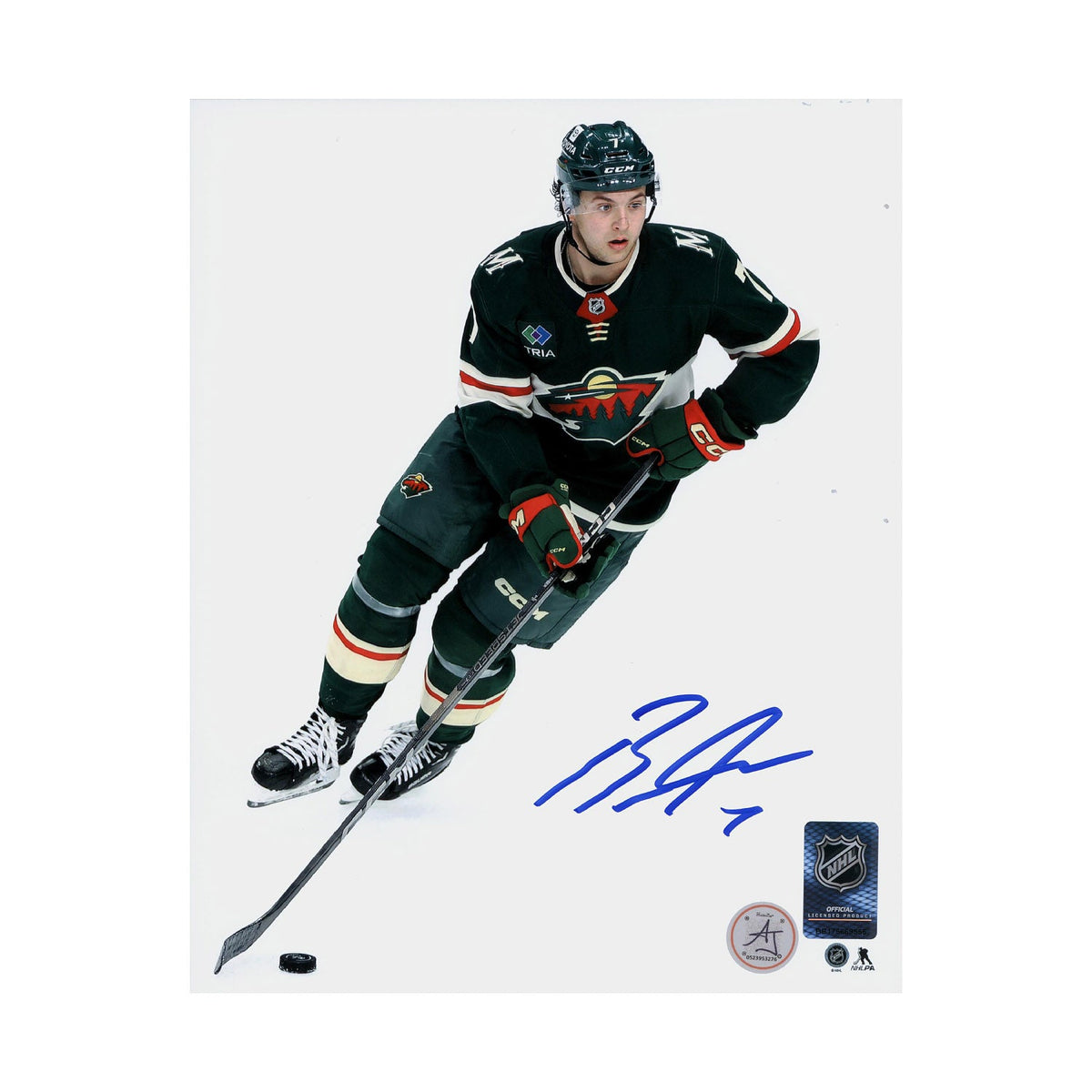 Brock Faber Autographed Minnesota Wild Showcase 8x10 Photo product image 1, provided for visual reference and product detail