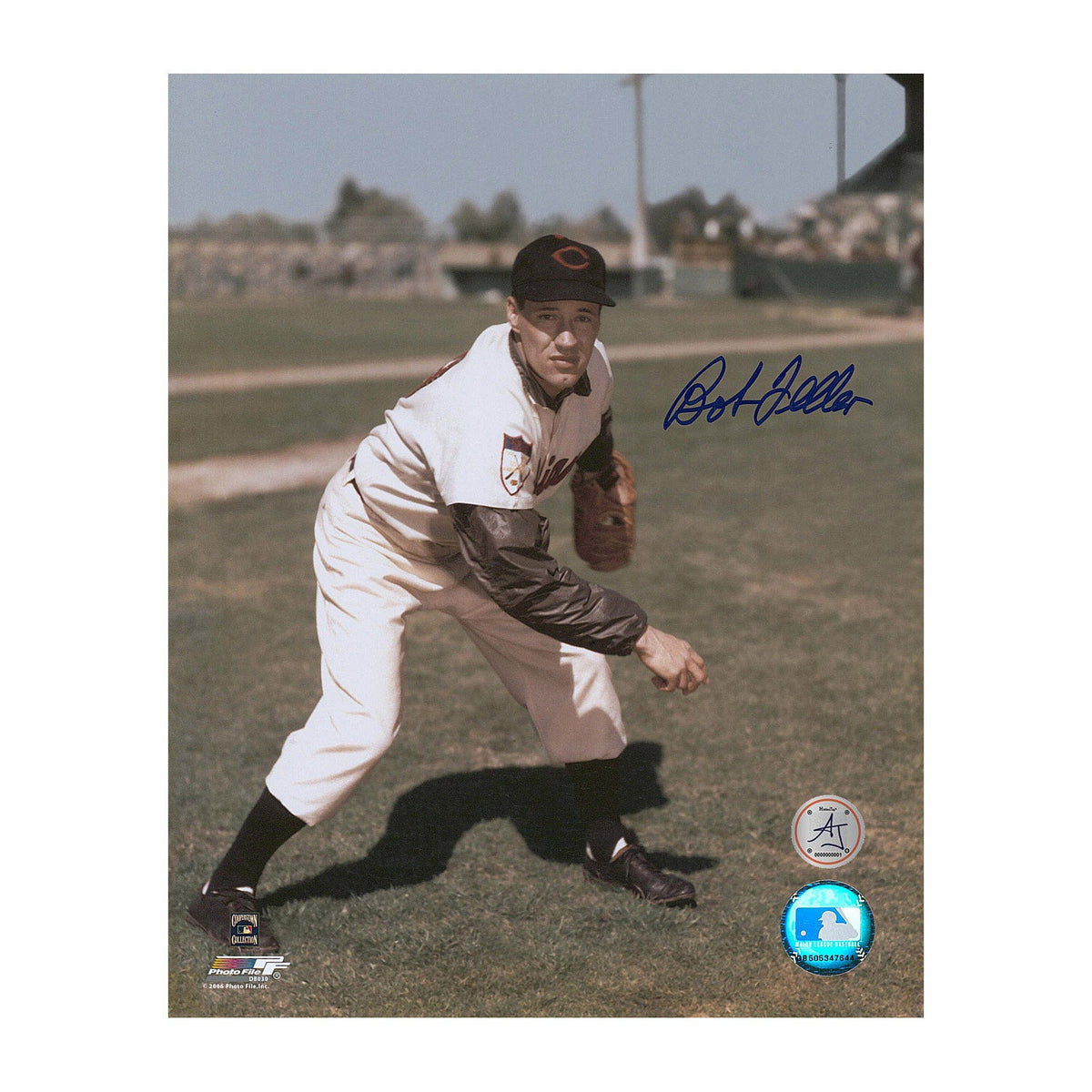 Bob Feller Autographed Cleveland Indians Profile 8x10 photo product image 1, provided for visual reference and product