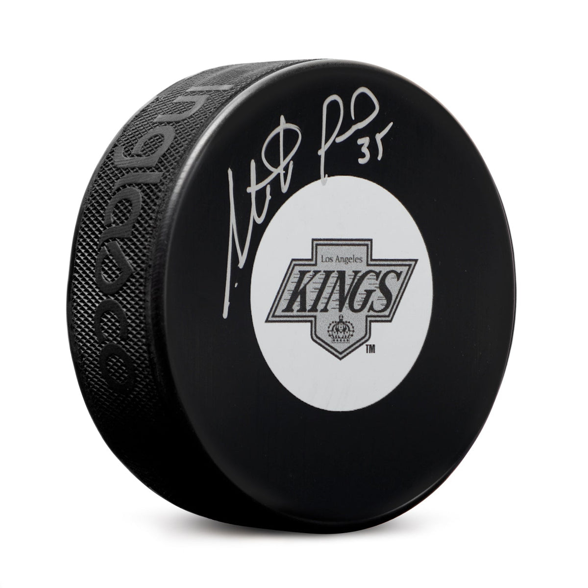 Stephane Fiset Autographed Los Angeles Kings Retro Logo Puck product image 1, provided for visual reference and product