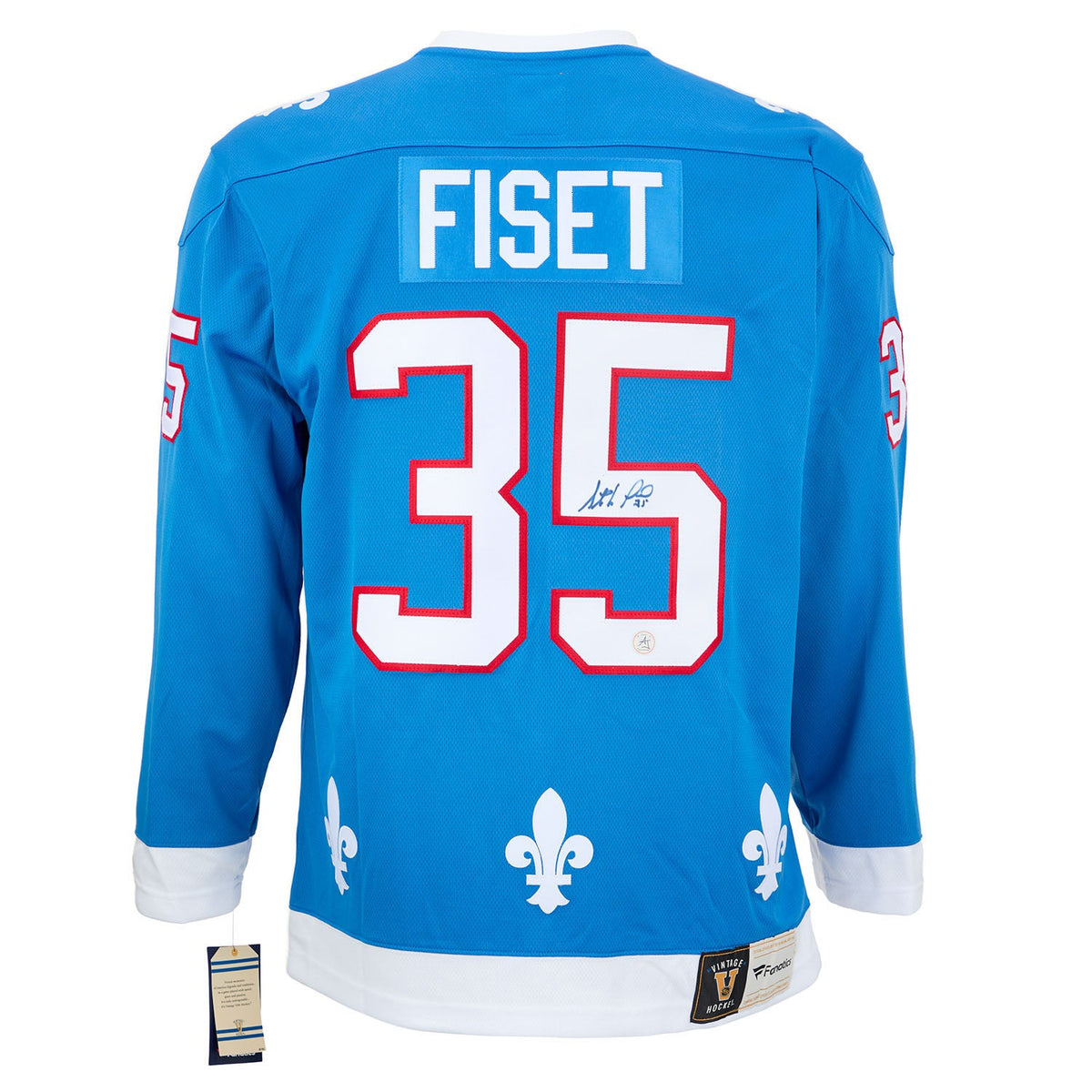 Stephane Fiset Autographed Quebec Nordiques Fanatics Throwback Jersey product image 1, provided for visual reference and
