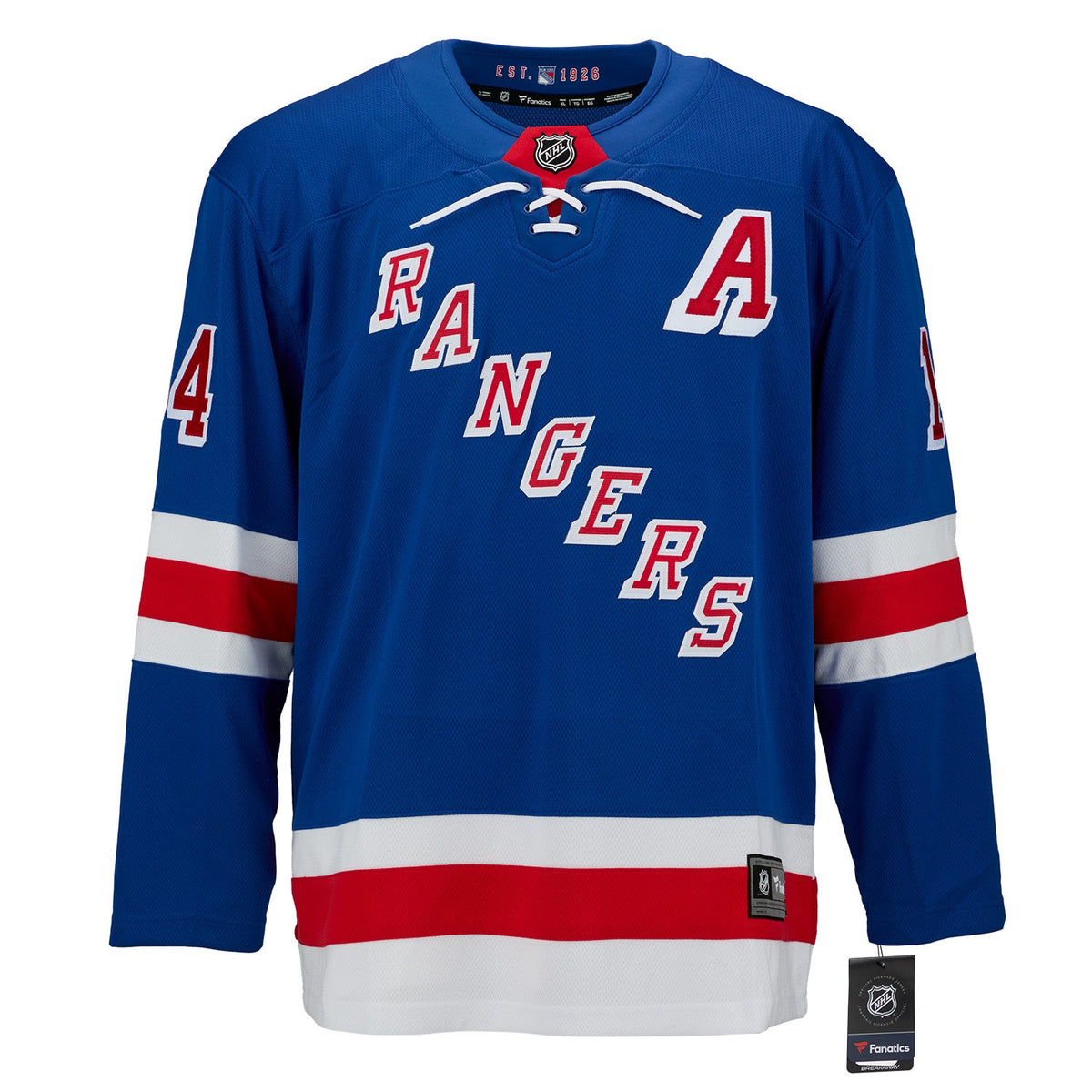 Theo Fleury Signed New York Rangers Blue Fanatics Breakaway Jersey product image 2, provided for visual reference and