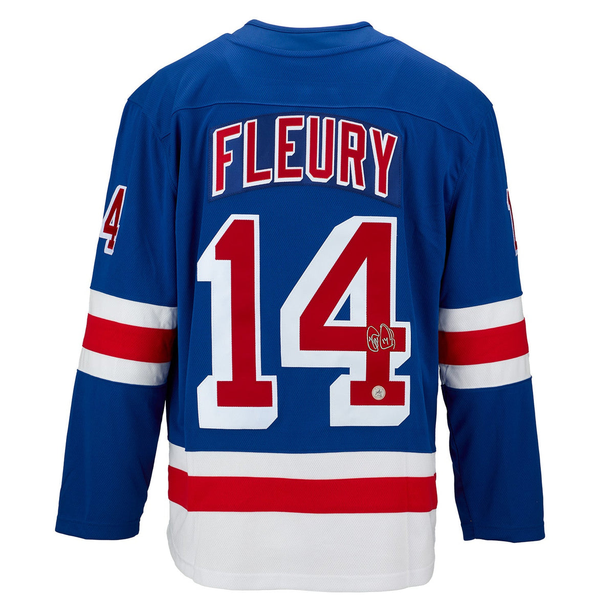 Theo Fleury Signed New York Rangers Blue Fanatics Breakaway Jersey product image 1, provided for visual reference and