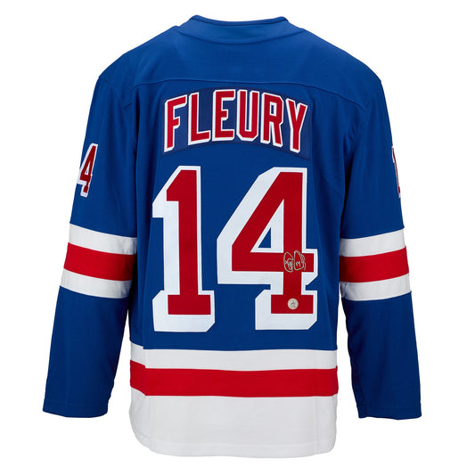 Theo Fleury Signed New York Rangers Blue Fanatics Breakaway Jersey product image 1, provided for visual reference and