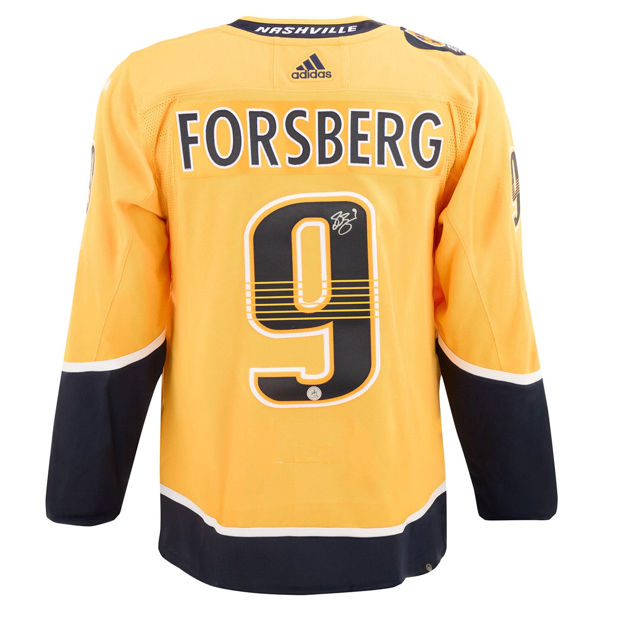 Filip Forsberg Autographed Nashville Predators Yellow adidas Jersey product image 1, provided for visual reference and