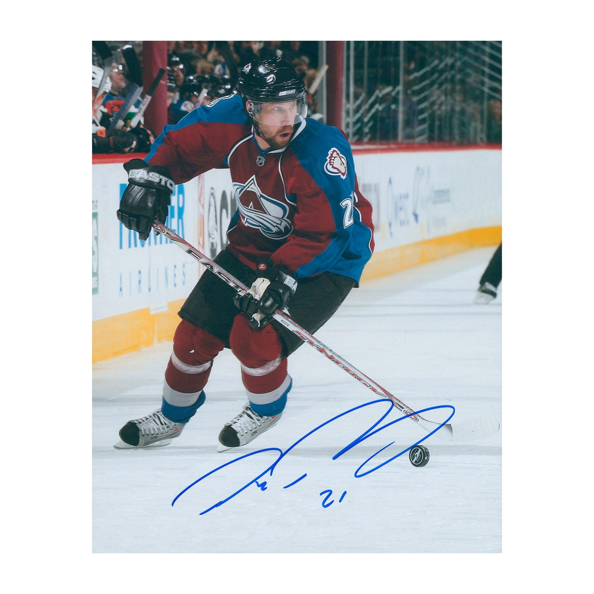 Peter Forsberg Autographed Colorado Avalanche Puck Rush 8x10 Photo product image 1, provided for visual reference and