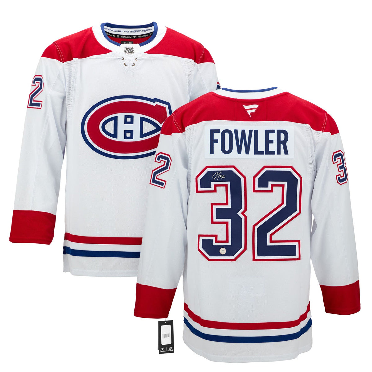 Jacob Fowler Signed Montreal Canadiens White Fanatics Premium Jersey product image 3, provided for visual reference and