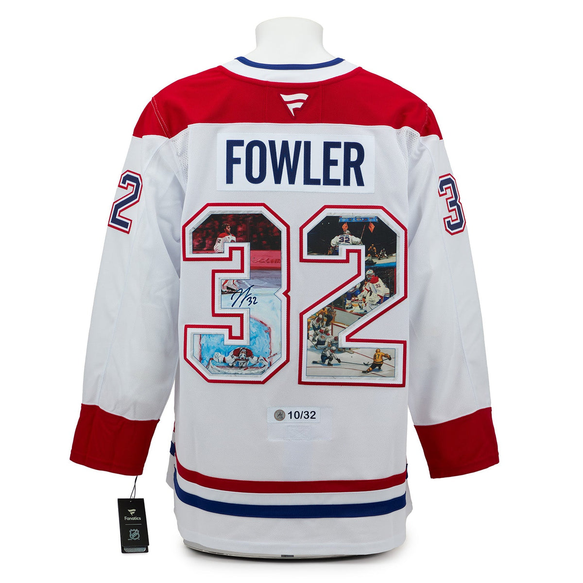 Jacob Fowler Autographed Montreal Canadiens First Game Art Jersey #10/32 product image 1, provided for visual reference and
