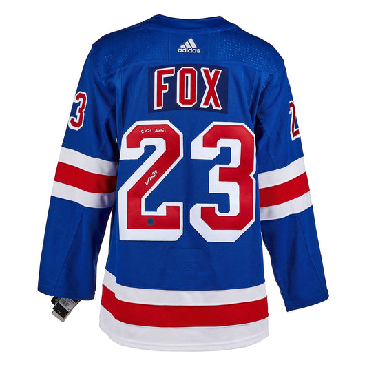 Adam Fox Signed New York Rangers adidas Jersey with 2021 Norris Note product image 1, provided for visual reference and