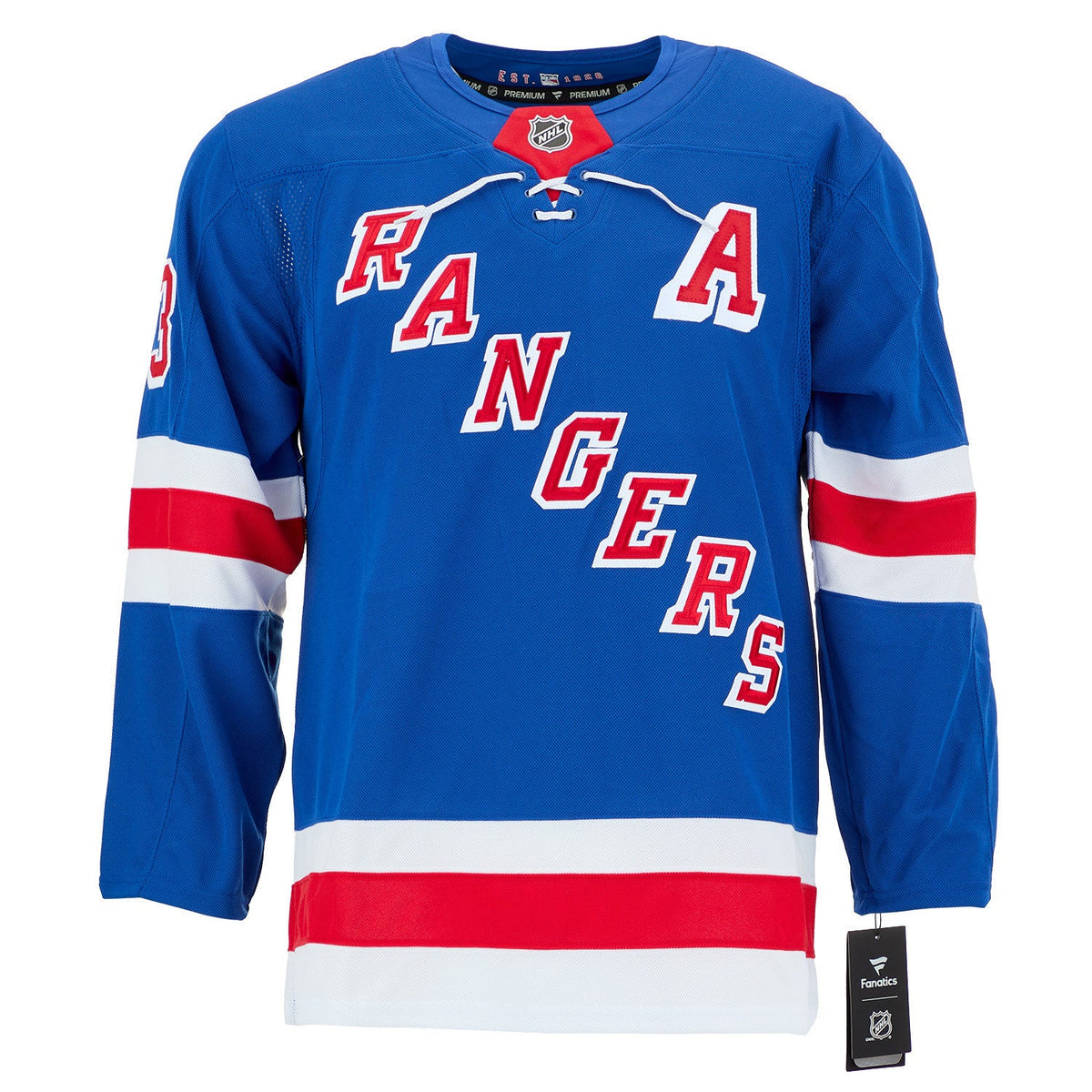 Adam Fox Autographed New York Rangers Fanatics Premium Jersey product image 2, provided for visual reference and product