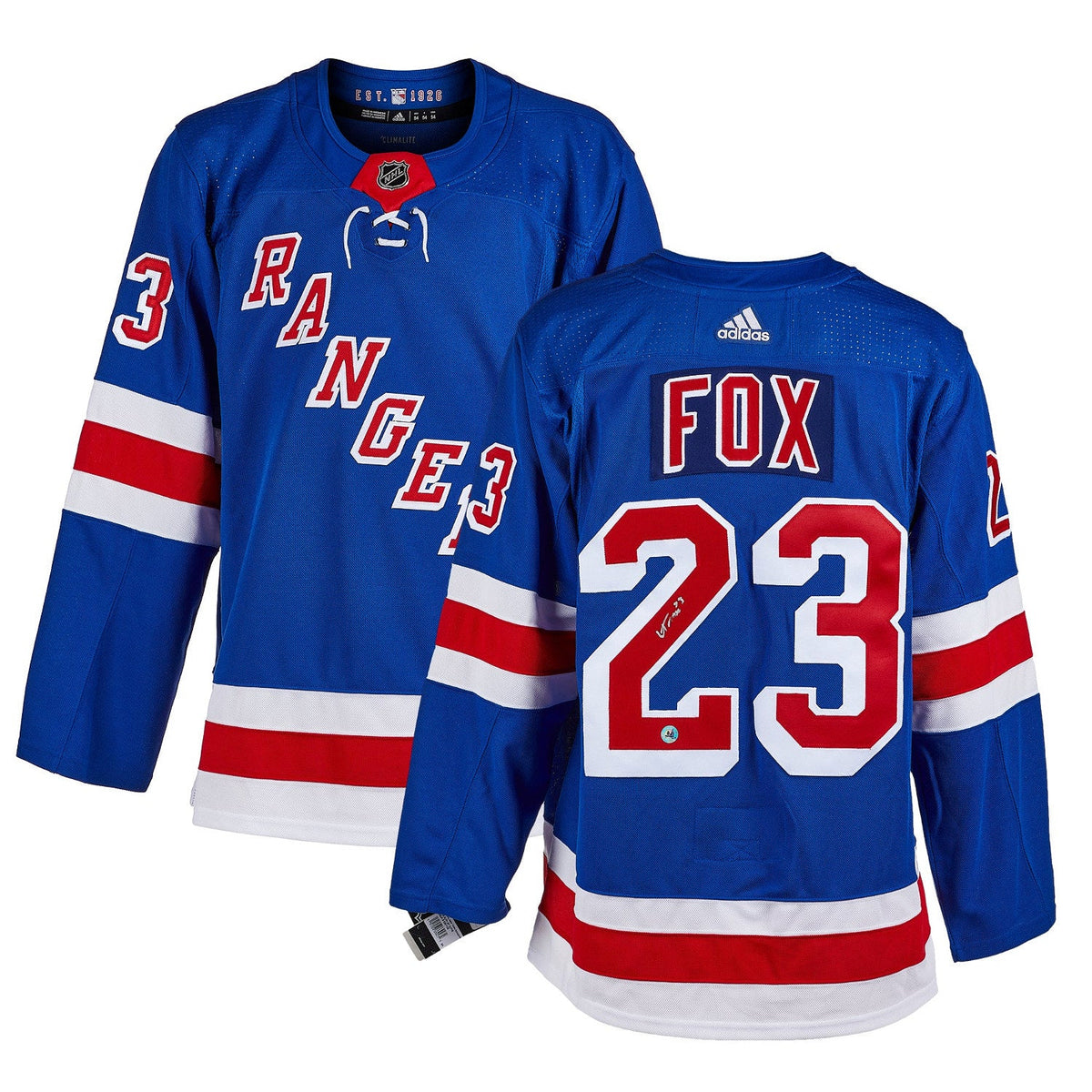 Adam Fox Signed New York Rangers adidas Jersey with 2021 Norris Note product image 3, provided for visual reference and