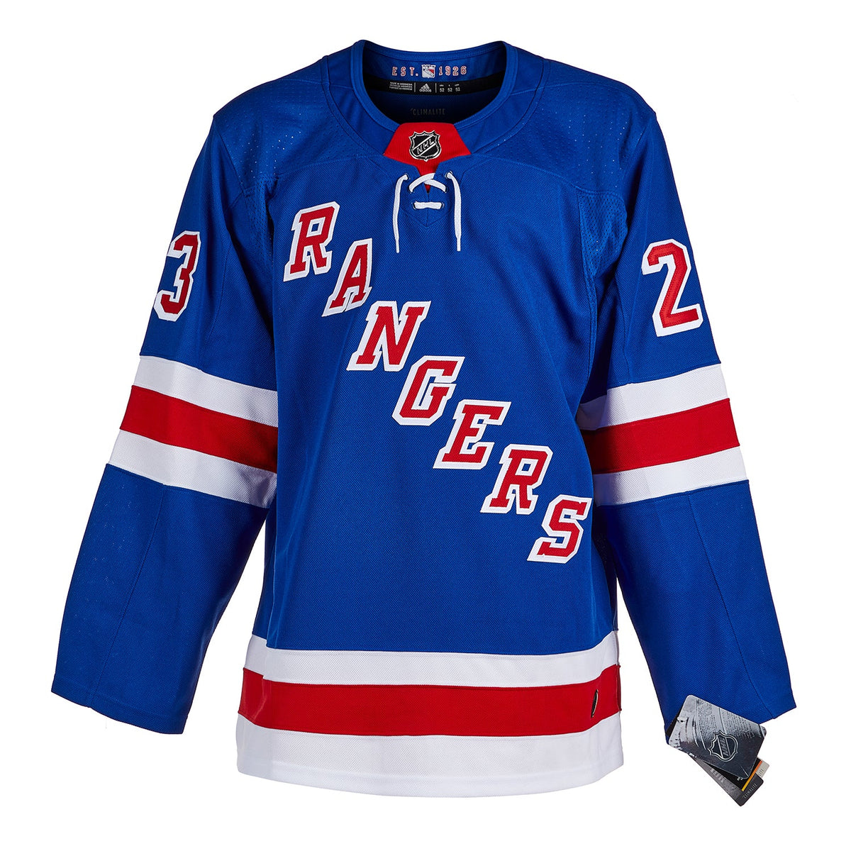 Adam Fox Signed & Dated 1st Game New York Rangers Blue adidas Jersey product image 2, provided for visual reference and