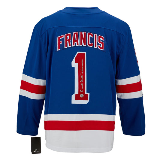 Emile Francis Autographed New York Rangers Fanatics Breakaway Jersey product image 1, provided for visual reference and
