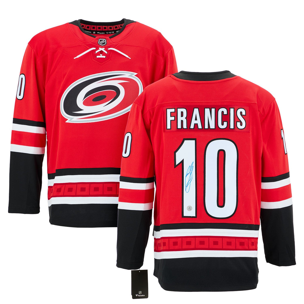 Ron Francis Autographed Carolina Hurricanes Red Fanatics Breakaway Jersey product image 3, provided for visual reference and