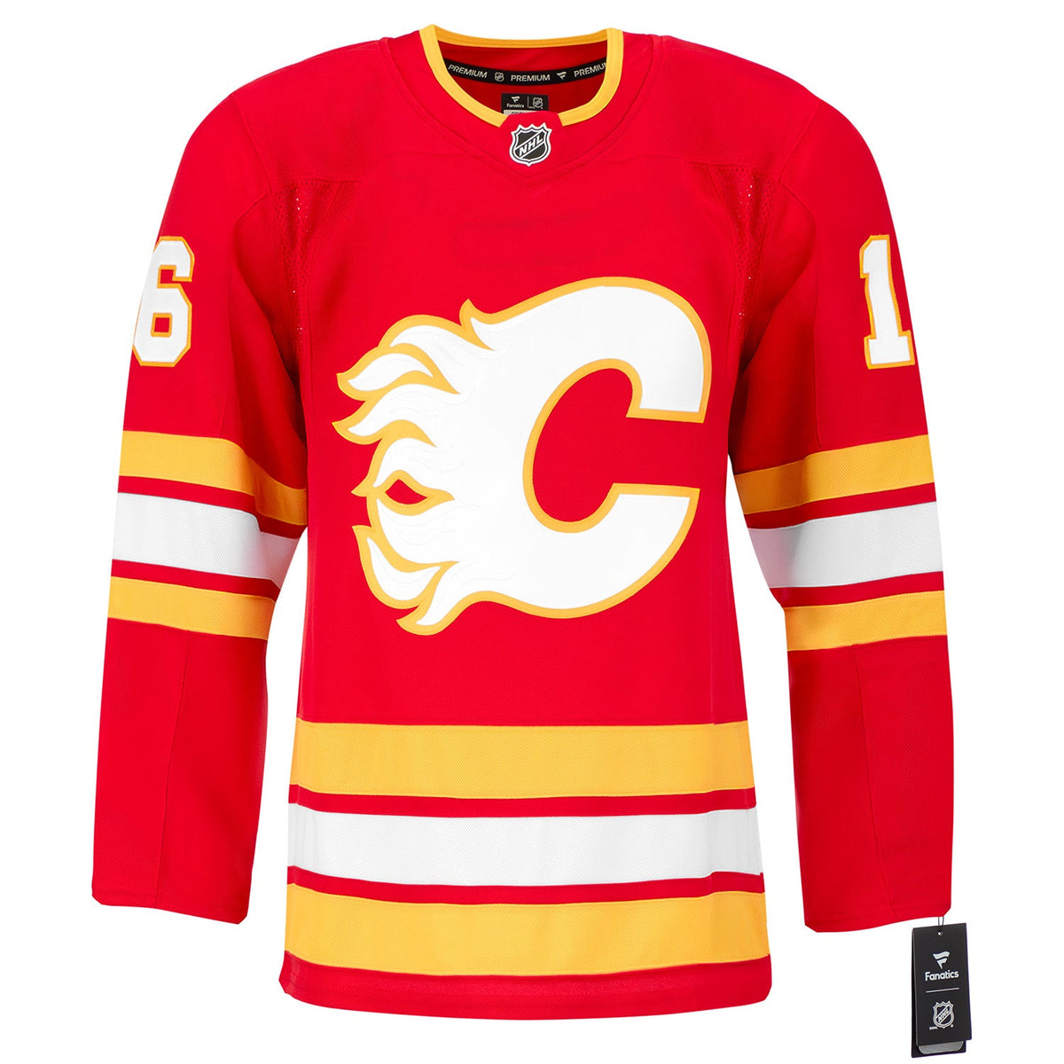 Morgan Frost Autographed Calgary Flames Fanatics Premium Jersey product image 2, provided for visual reference and product