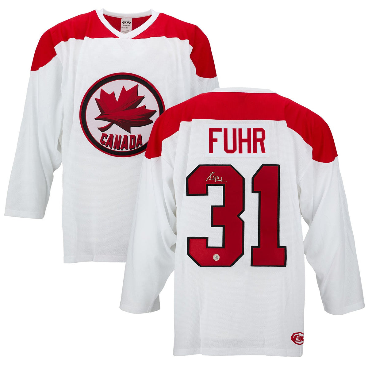Grant Fuhr Autographed Team Canada Custom Hockey Nation Jersey product image 3, provided for visual reference and product