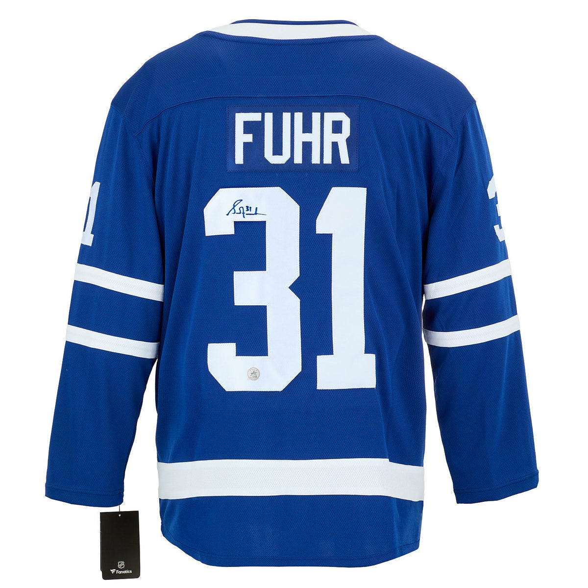 Grant Fuhr Autographed Toronto Maple Leafs Fanatics Breakaway Jersey product image 1, provided for visual reference and