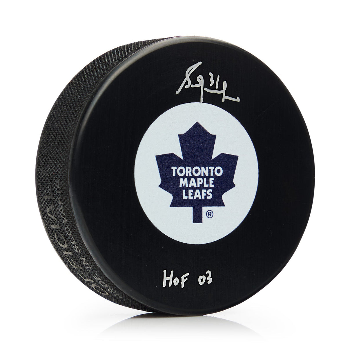 Grant Fuhr Signed Toronto Maple Leafs Hockey Puck with HOF Note product image 1, provided for visual reference and product