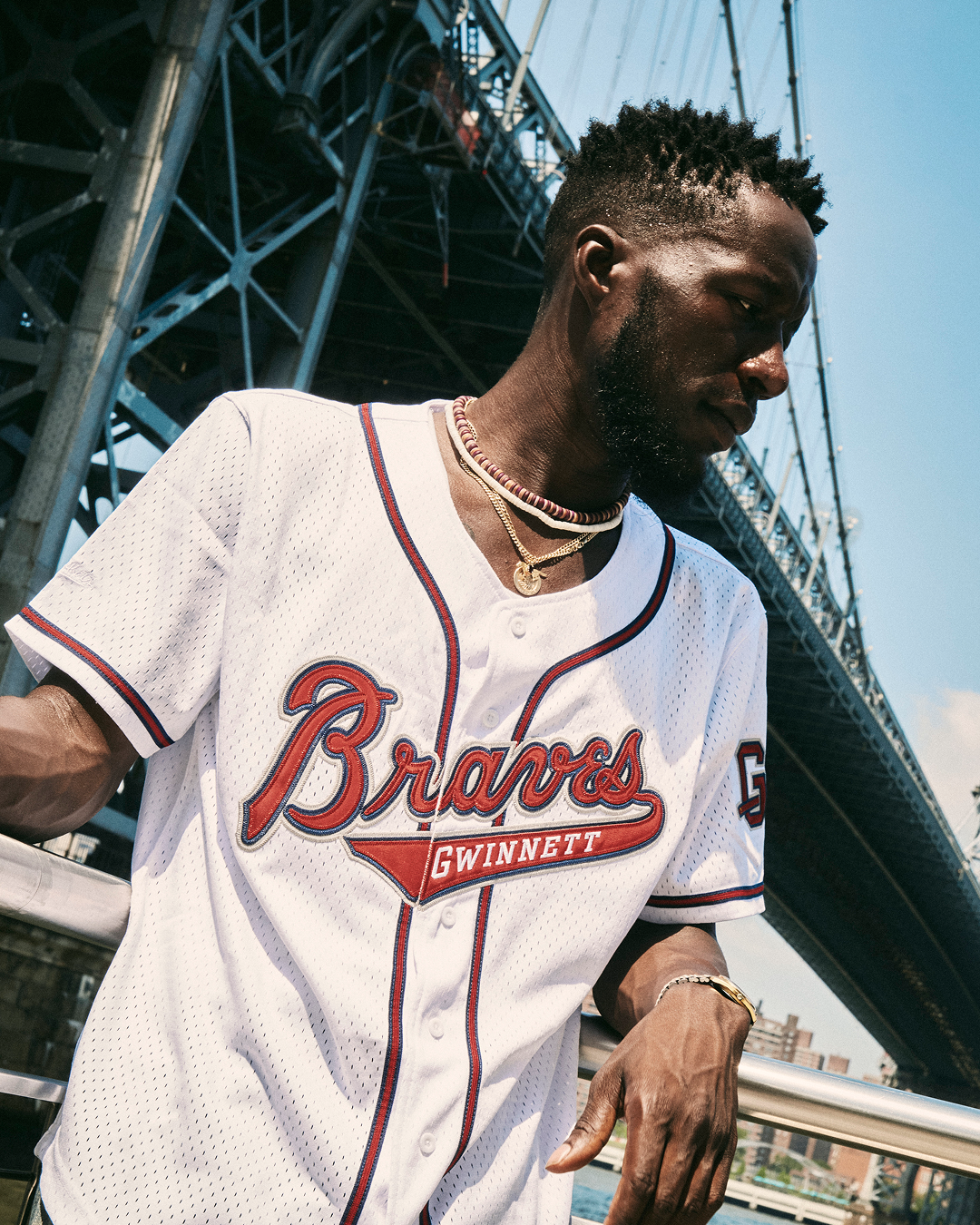 Ronald Acuña Jr. Gwinnett Braves Mesh Button-Up Jersey product image 6, provided for visual reference and product detail