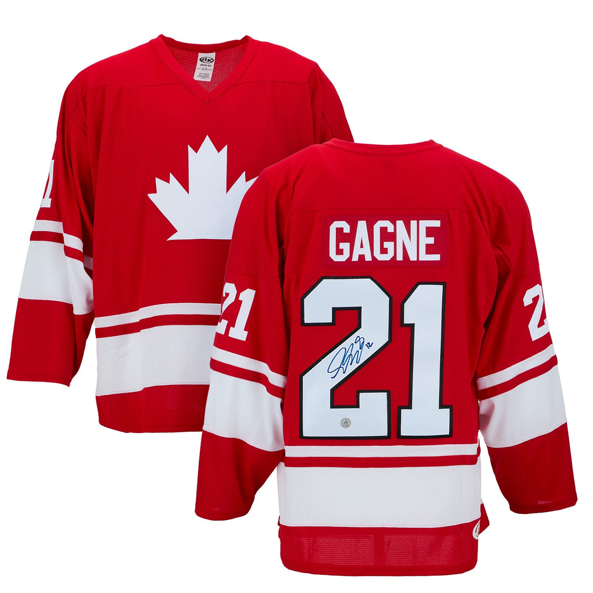 Simon Gagne Autographed Team Canada Custom Hockey Nation Jersey product image 3, provided for visual reference and product