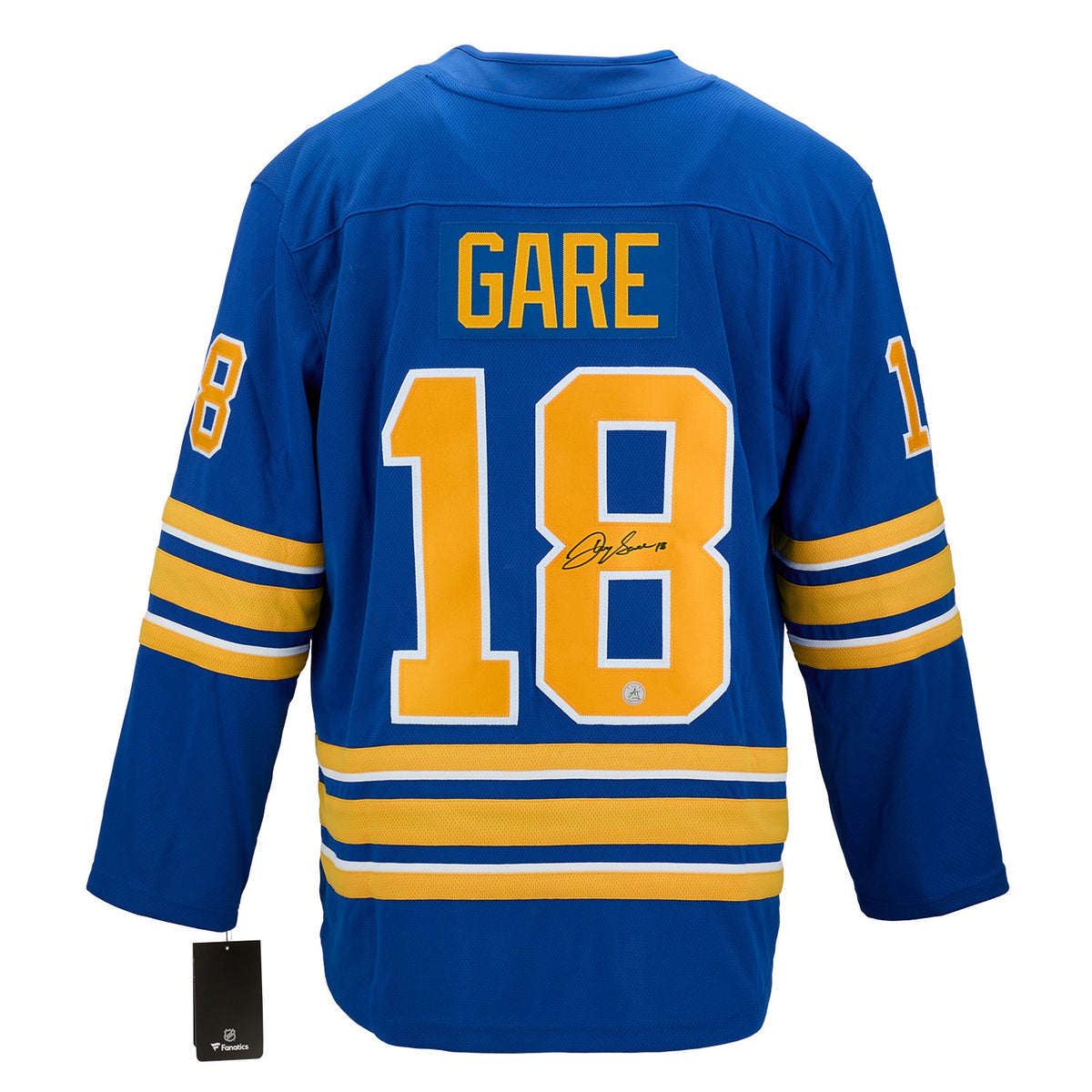Danny Gare Autographed Buffalo Sabres Fanatics Breakaway Jersey product image 1, provided for visual reference and product