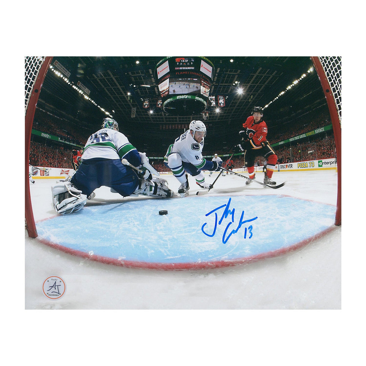 Johnny Gaudreau Autographed Calgary Flames Netcam 8x10 Photo product image 1, provided for visual reference and product