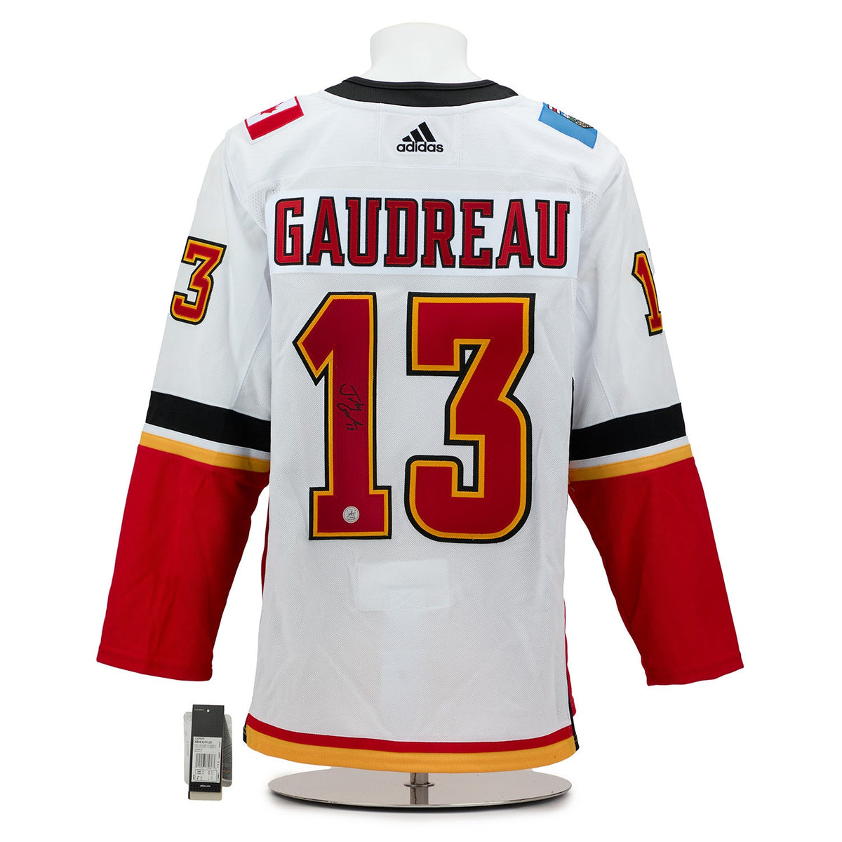 Johnny Gaudreau Signed Calgary Flames White adidas Jersey product image 1, provided for visual reference and product detail