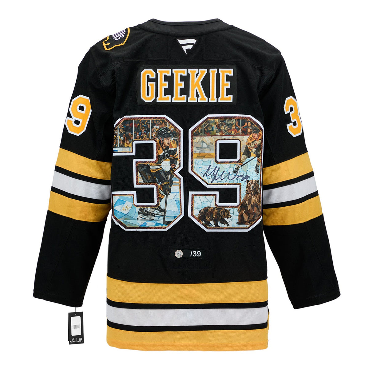 Morgan Geekie Signed Boston Bruins Impressionist Art Jersey #/39 product image 1, provided for visual reference and product