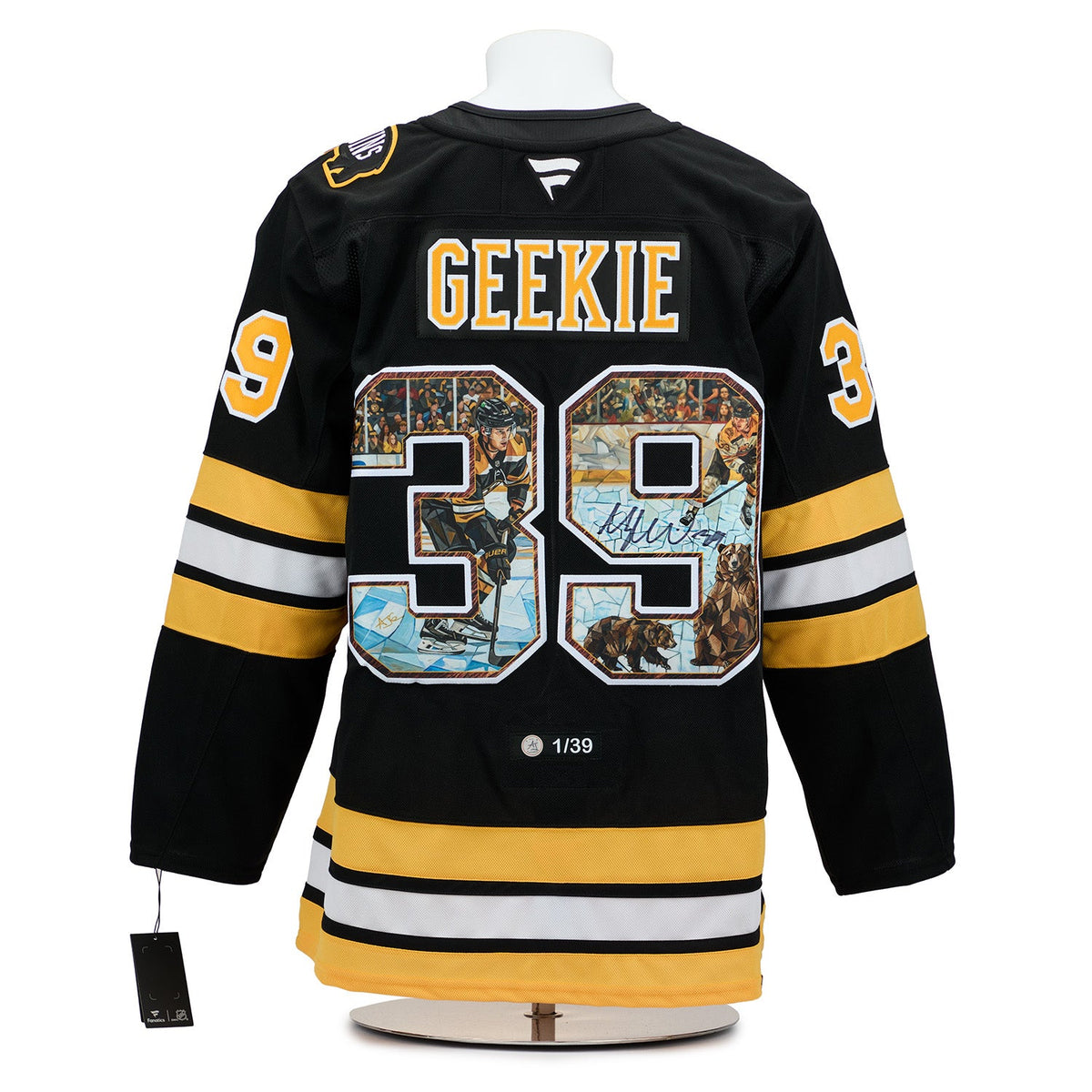 Morgan Geekie Signed Boston Bruins Impressionist Art Jersey #1/39 product image 1, provided for visual reference and product