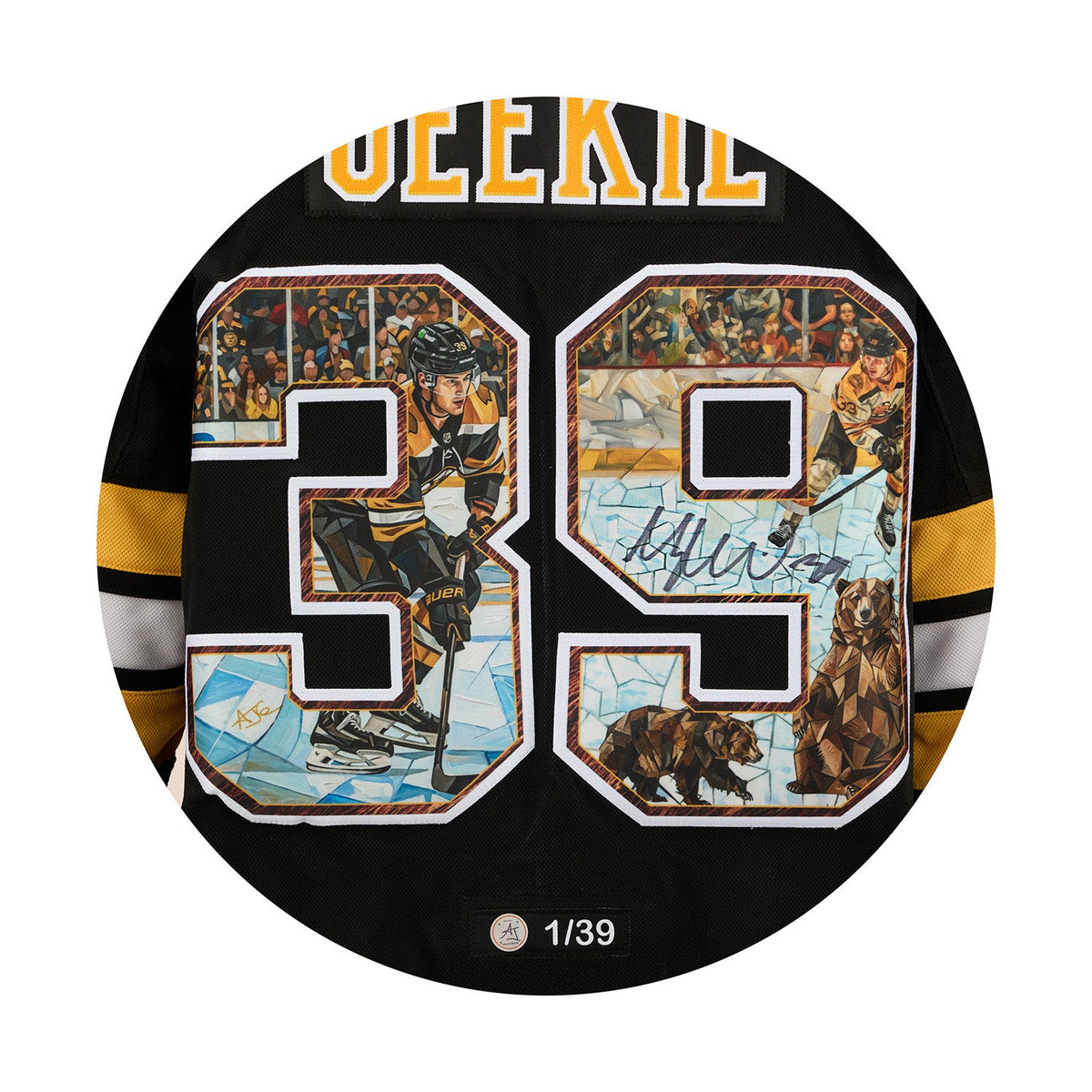 Morgan Geekie Signed Boston Bruins Impressionist Art Jersey #1/39 product image 3, provided for visual reference and product