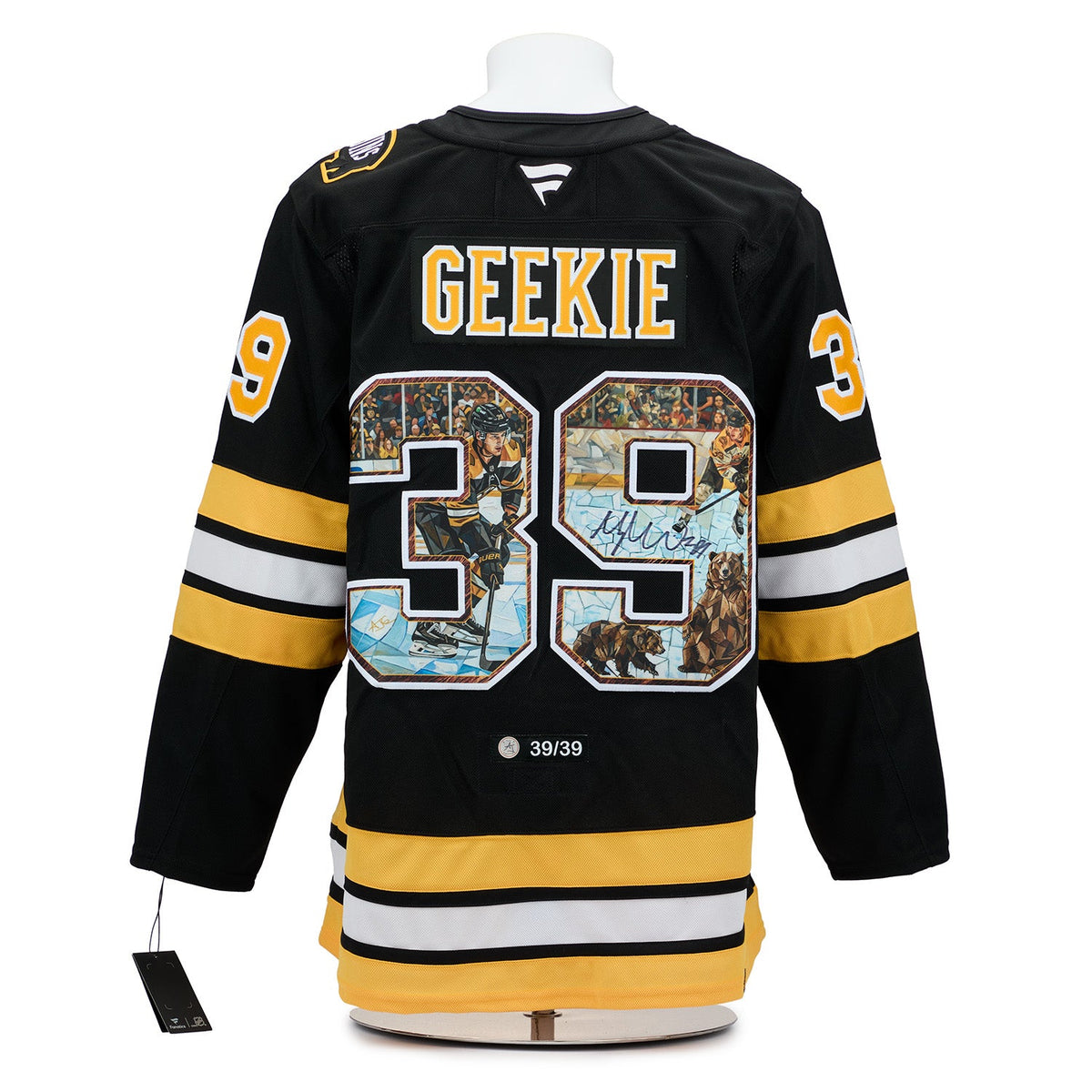 Morgan Geekie Signed Boston Bruins Impressionist Art Jersey #39/39 product image 1, provided for visual reference and