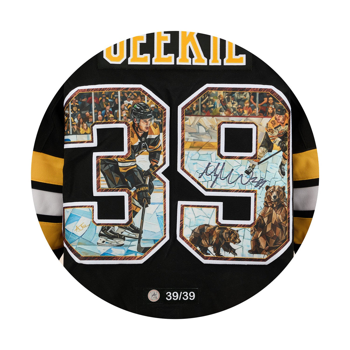 Morgan Geekie Signed Boston Bruins Impressionist Art Jersey #39/39 product image 3, provided for visual reference and