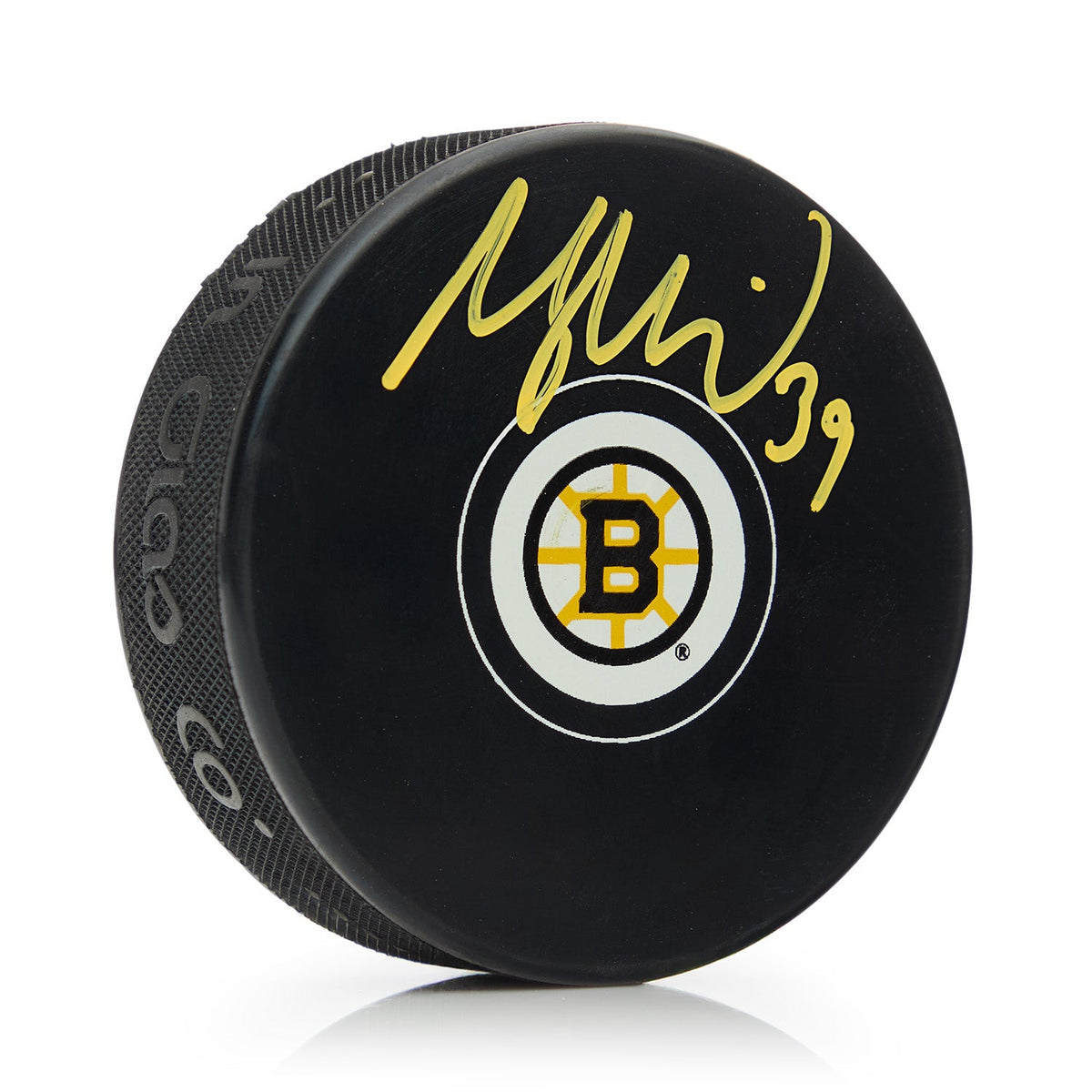 Morgan Geekie Autographed Boston Bruins Hockey Puck product image 1, provided for visual reference and product detail review