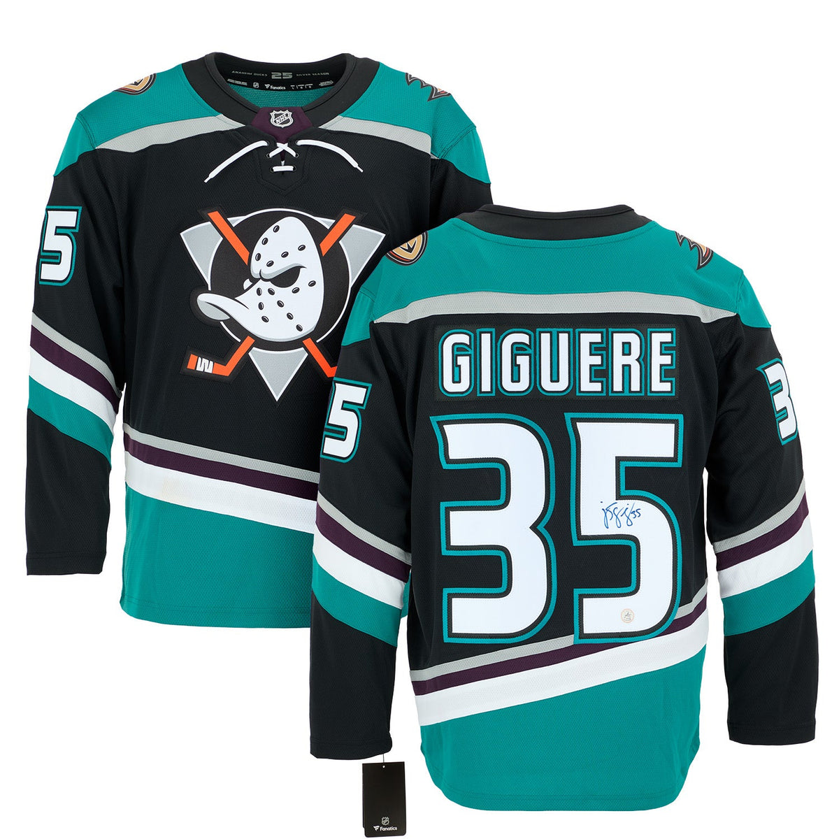 JS Giguere Signed Anaheim Ducks Throwback Breakaway Jersey product image 3, provided for visual reference and product detail