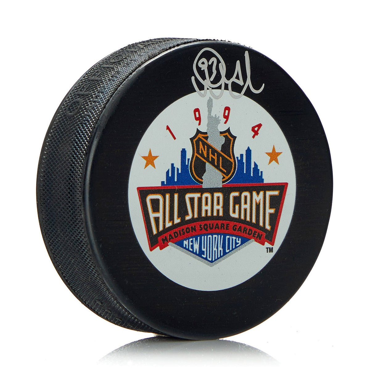 Doug Gilmour Signed 1994 NHL All-Star Game Puck product image 1, provided for visual reference and product detail review