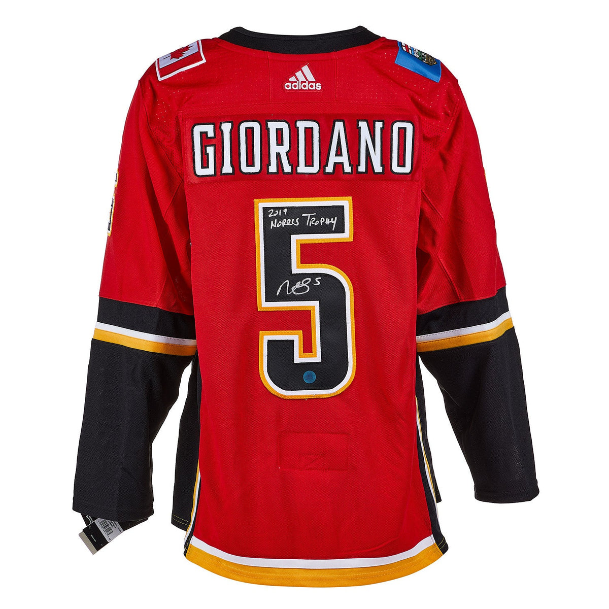 Mark Giordano Signed Calgary Flames Black Logo adidas Jersey with Norris Note product image 1, provided for visual reference