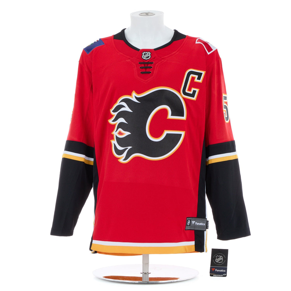 Mark Giordano Signed Calgary Flames Roaring Fire Art Jersey #1/50 product image 2, provided for visual reference and product