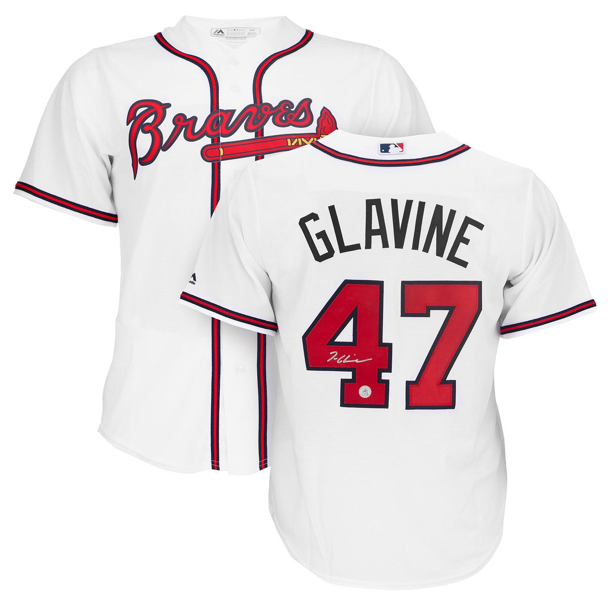 Tom Glavine Autographed Atlanta Braves White Majestic Jersey product image 3, provided for visual reference and product