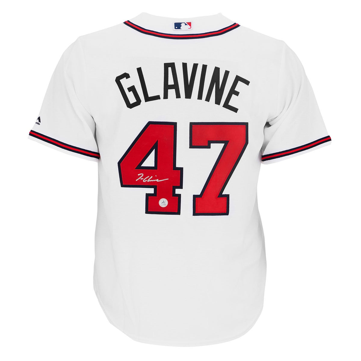 Tom Glavine Autographed Atlanta Braves White Majestic Jersey product image 1, provided for visual reference and product