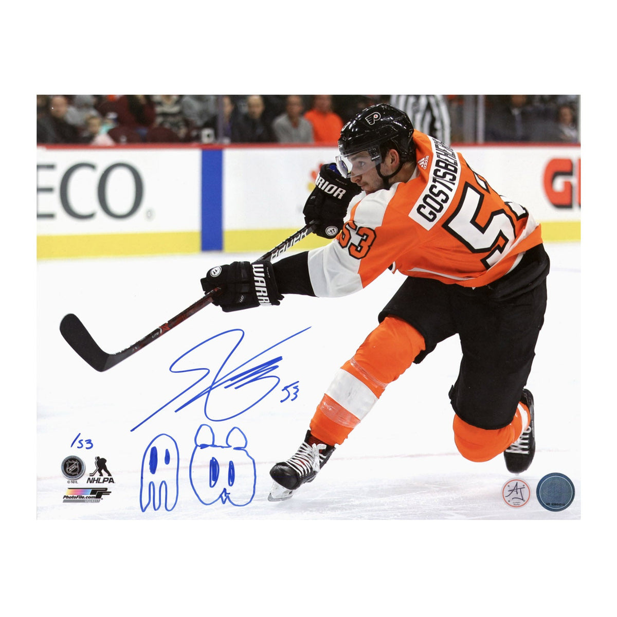 Shayne Gostisbehere Signed Flyers Ghost & Bear Sketch 11x14 Photo #/53 product image 1, provided for visual reference and