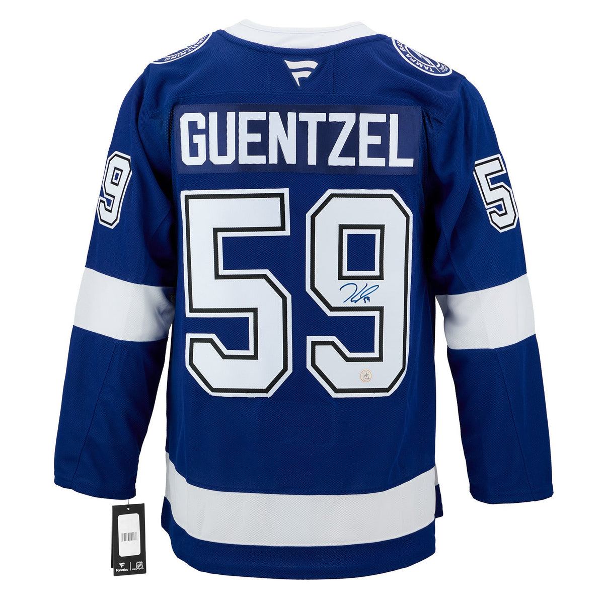 Jake Guentzel Autographed Tampa Bay Lightning Fanatics Premium Jersey product image 1, provided for visual reference and