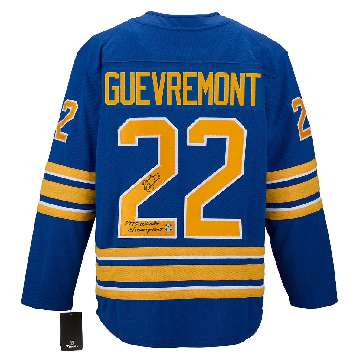 Jocelyn Guevremont Signed & Inscribed Buffalo Sabres Fanatics Breakaway Jersey product image 1, provided for visual