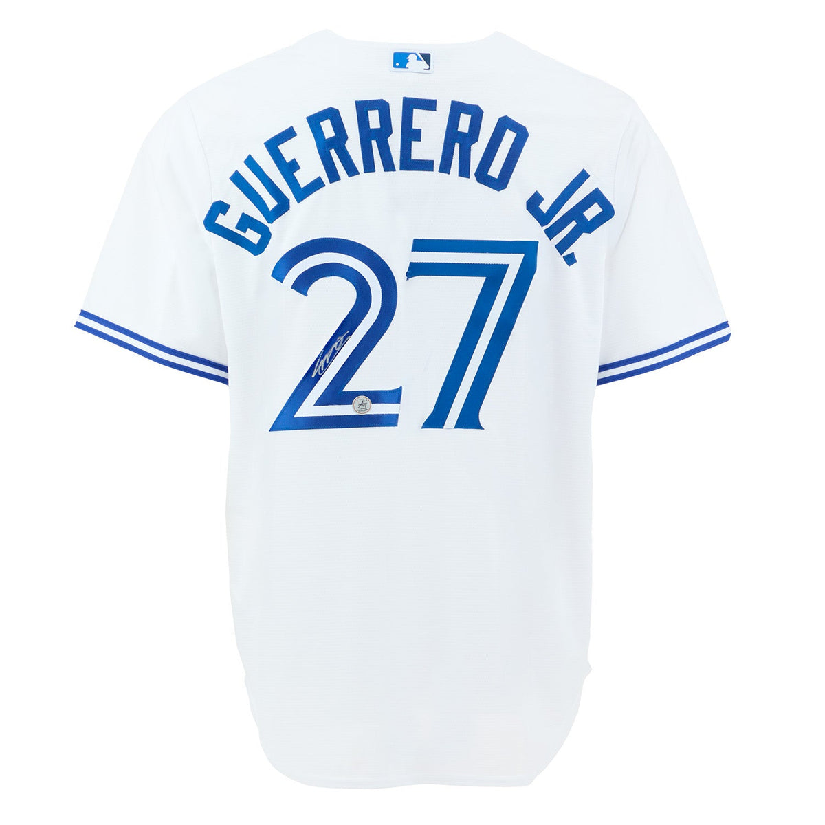 Vladimir Guerrero Jr Autographed Toronto Blue Jays White Nike Baseball Jersey product image 1, provided for visual reference