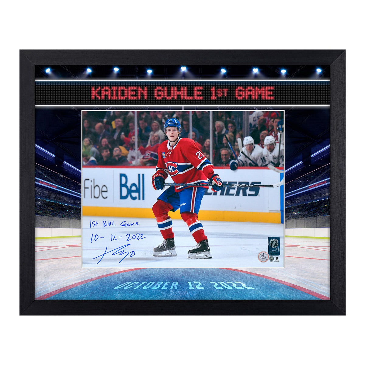 Kaiden Guhle Montreal Canadiens Signed & Dated 1st NHL Game 23x27 Frame #/21 product image 1, provided for visual reference