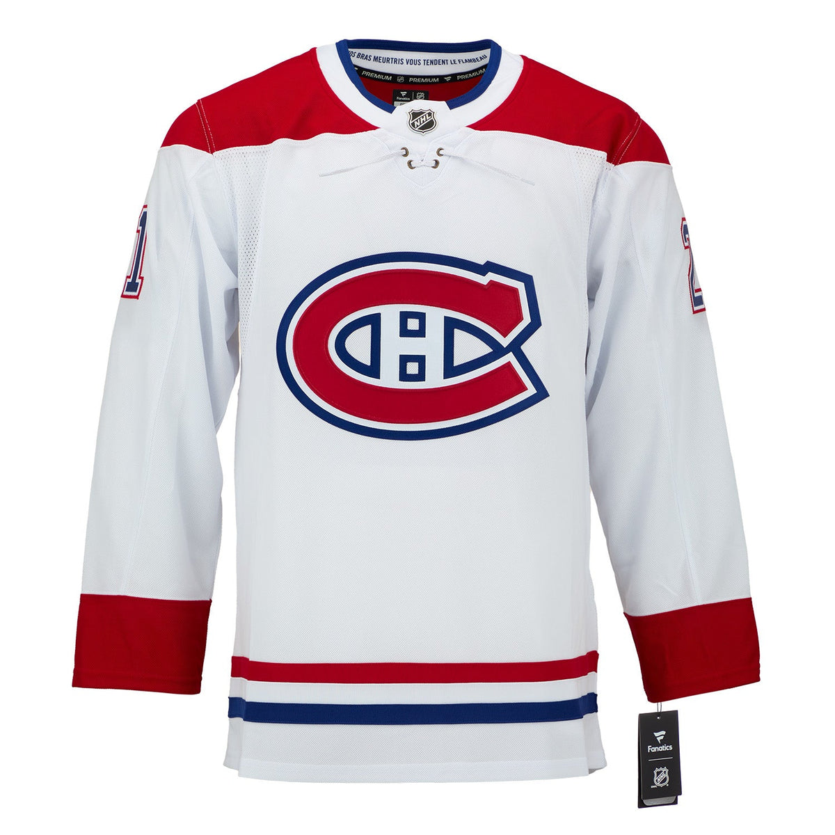Kaiden Guhle Signed Montreal Canadiens White Fanatics Premium Jersey product image 2, provided for visual reference and