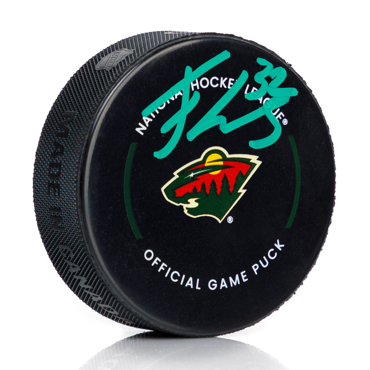 Filip Gustavsson Signed Minnesota Wild Official Game Puck product image 1, provided for visual reference and product detail