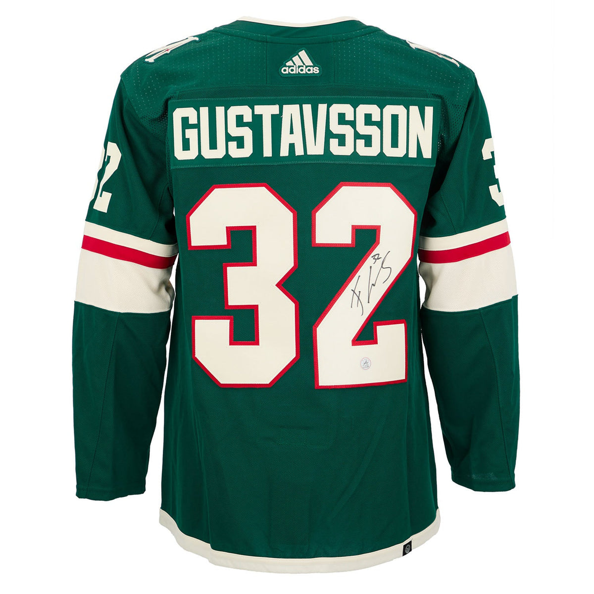 Filip Gustavsson Autographed Minnesota Wild Green adidas Jersey product image 1, provided for visual reference and product