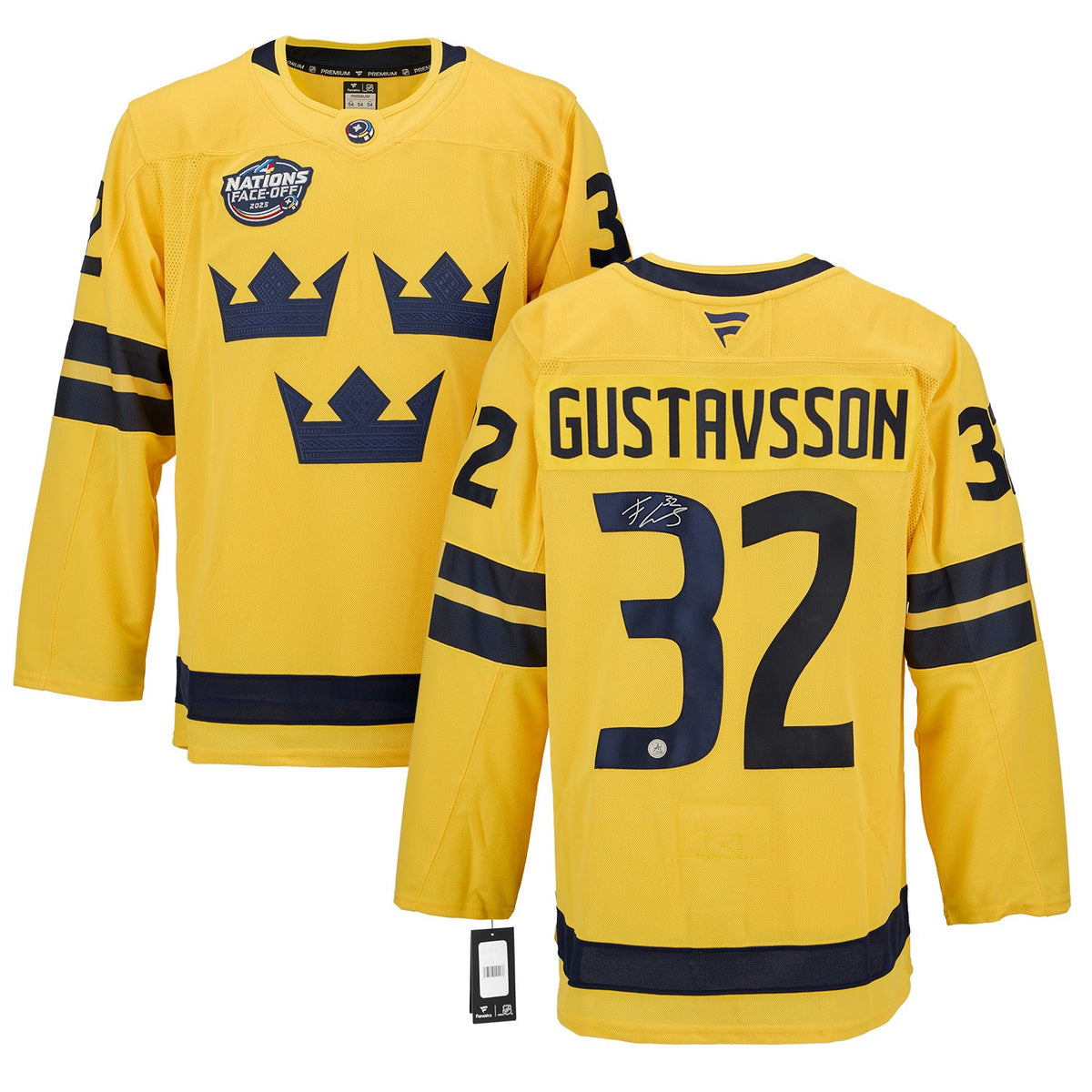 Filip Gustavsson Signed Team Sweden 4 Nations Face-Off Fanatics Premium Jersey product image 3, provided for visual