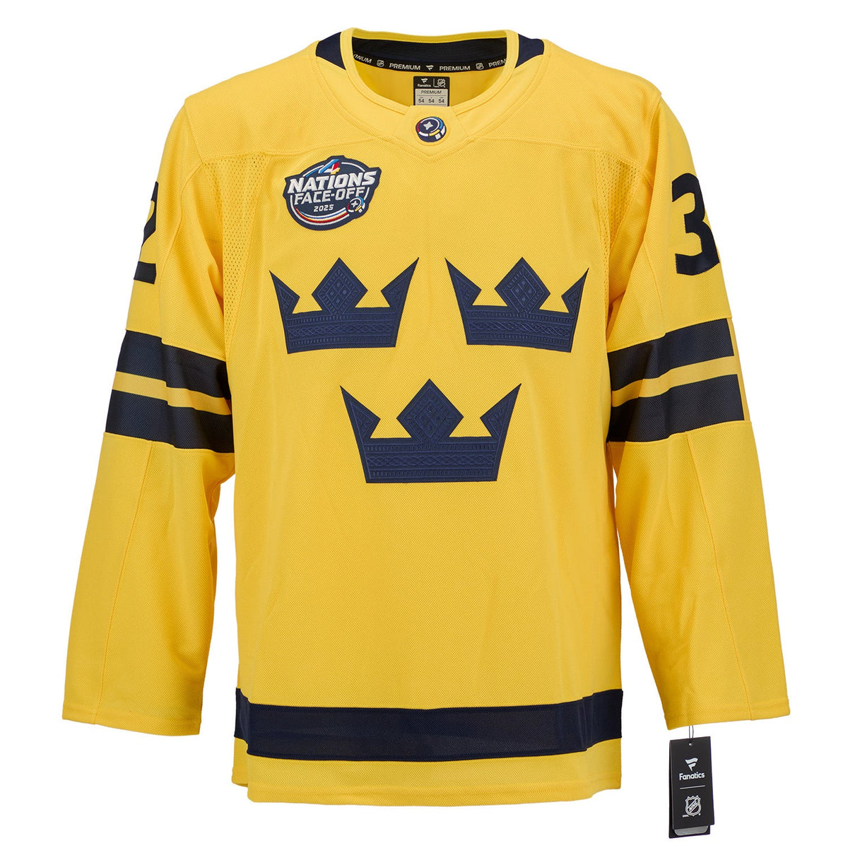 Filip Gustavsson Signed Team Sweden 4 Nations Face-Off Fanatics Premium Jersey product image 2, provided for visual