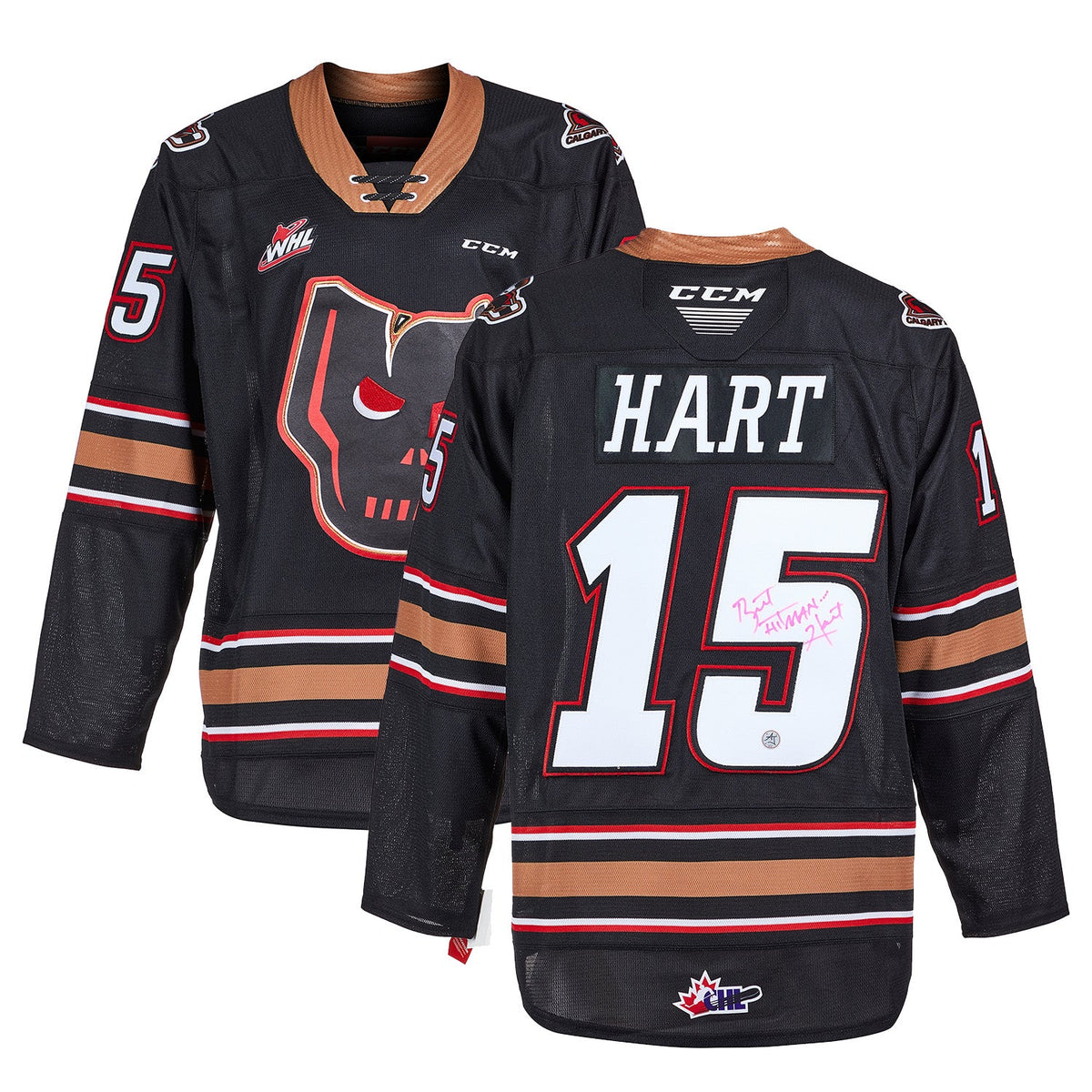 Bret Hitman Hart Calgary Hitmen Autographed CHL CCM Jersey product image 3, provided for visual reference and product detail